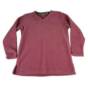 Alpine Ridge Fleece Sweater Womens M Pink V Neck Pullover Vented Thermal Outdoor